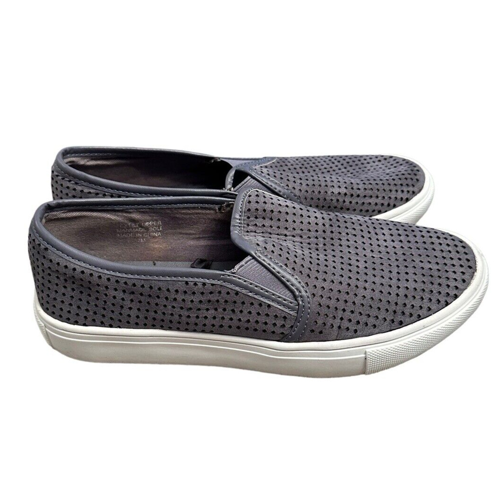 LOFT Women s Size 7 Loafers Laser Cut Leather Gray Comfort‎ Shoe